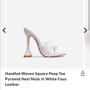 Ego - Handled Woven Square Peep Toe Pyramid Heel